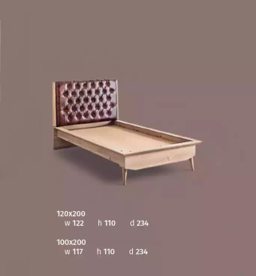 Loft Bed Wood Chesterfield 100x200cm Bed Frame Upholstered Headboard