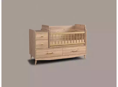 Baby crib infant bed toddler wooden bed brown with shelves