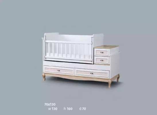 Baby crib children's bed with drawer white in modern children's room