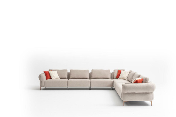 Corner sofa L-shaped luxury living room beige upholstered sofa furniture 402x402cm