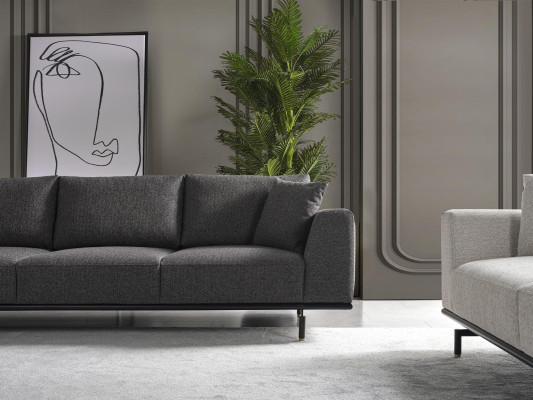 Four-seater sofa 4-seater sofas modern gray design fabric polyester new