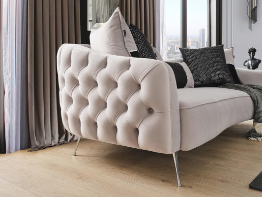 Three-seater Chesterfield sofa, 3-seater sofas, modern design, fabric, white