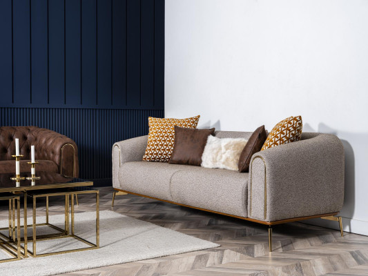 Three-seater sofa, 3-seater sofas, modern design, gray fabric, living room