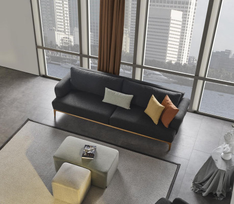 Four-seater sofa, 4-seater sofas, modern design, fabric, polyester, gray, new