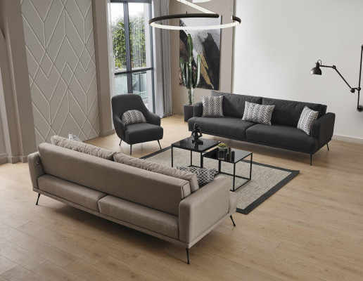 Four-seater sofa 4-seater sofas fabric grey modern seating living room new