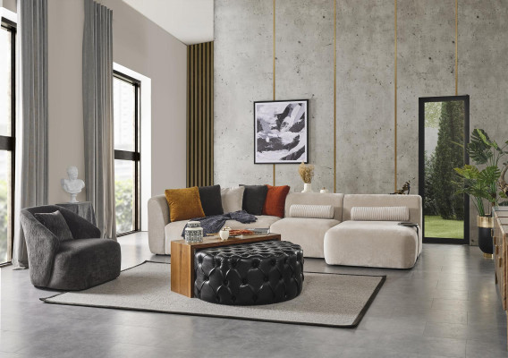 Coffee table side table living room modern black faux leather