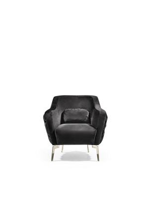 Chesterfield Wing Chair Fabric Living Room Polyester Black