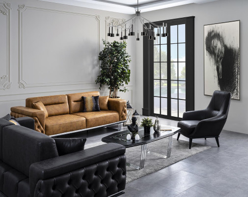 Luxury Armchair Wingback Chair Cocktail Chair Faux Leather Polyester Black