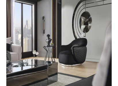 Armchair Wing Chair Modern Fabric Living Room Polyester Black Design