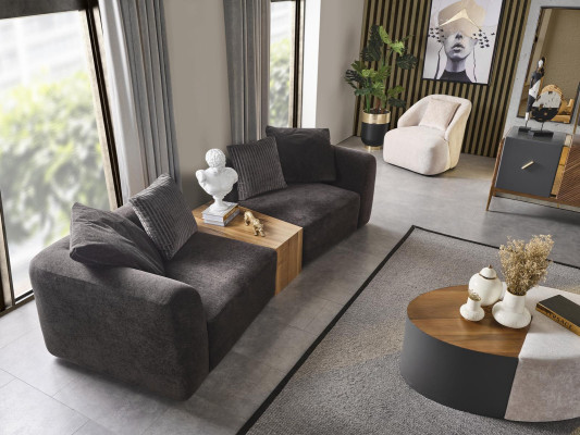 Four-seater sofa 4-seater sofas modern design fabric polyester black