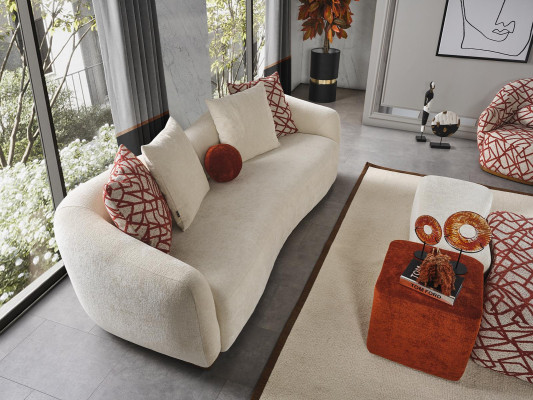 Four-seater sofa, 4-seater sofas, modern design, fabric polyester, white, new