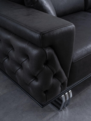 Three-seater sofa 3-seater sofas black faux leather living room luxury