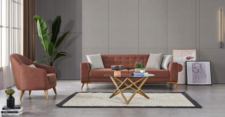Living room set Pink Stylish Suite sofa 3+1 Seats Armchair Couches