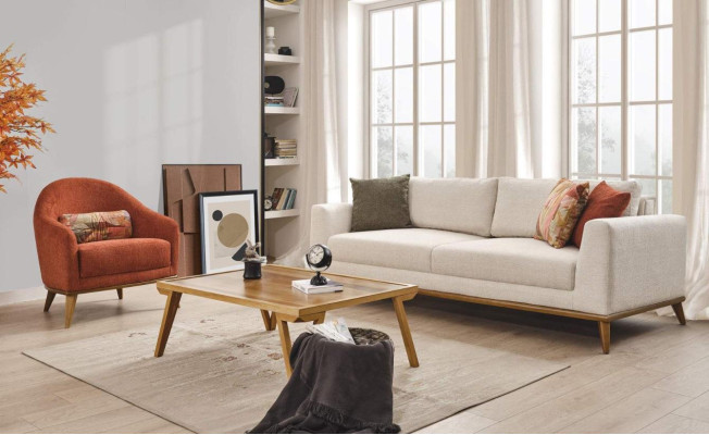 3 + 1 seater sofa set design furniture 2-piece beige couches sofa textile