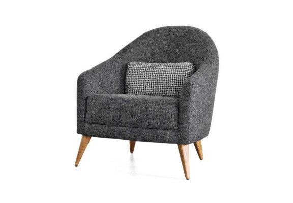 Designer soft armchair, gray color, luxury living room, upholstery, textile, lounge club.