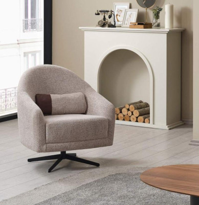 Modern armchair gray lounge club living room style upholstery fabric single-seater
