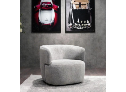 Designer armchair gray luxury furniture living room upholstery textile lounge club
