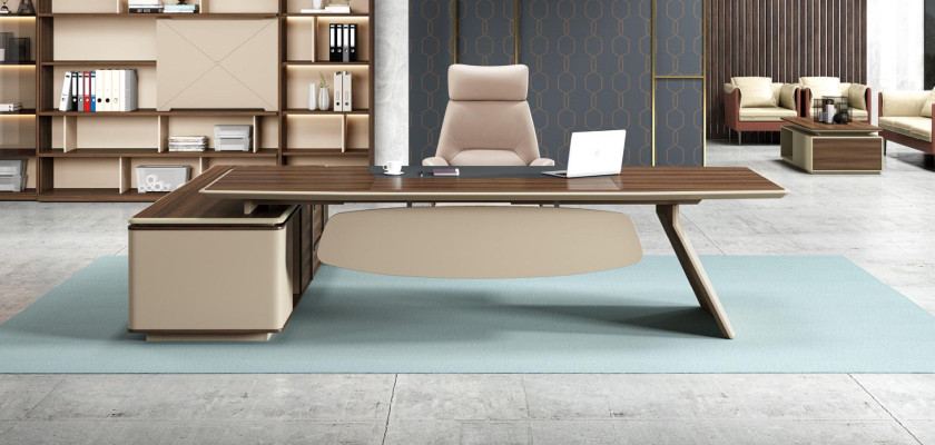 Elegant desk and large office cabinet in contemporary design