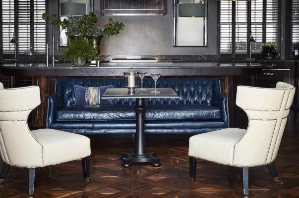 Blue Chesterfield Sofa Couch Upholstery Fabric Leather Couch Set 4-Seater New