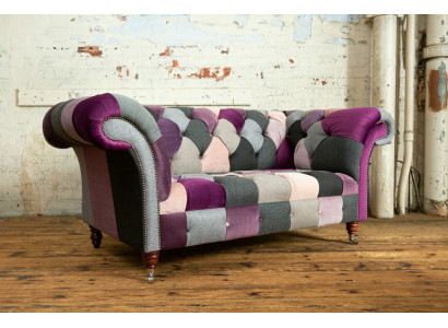 Chesterfield 2-seater sofa textile couch upholstery design colorful sofas