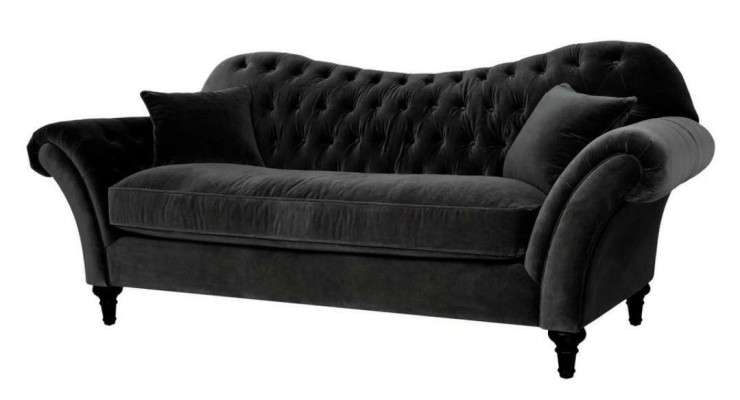 Couches Upholstery Sofa Sofas Chesterfield Black Three-seater Fabric Living Room New