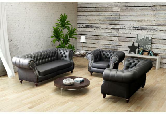 Chestefield Sofa Set Leather Sofa Sofa Upholstery Set Couch 3+2+1 New