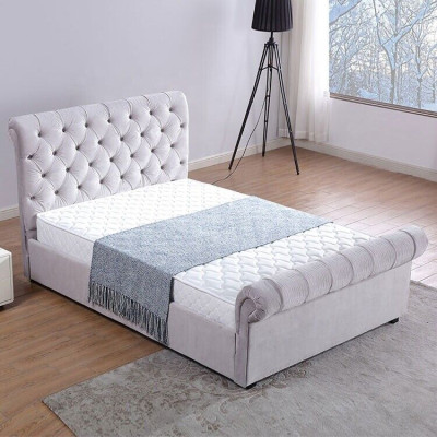Classic velvet textile double bed hotel beds upholstered bedroom 180x200 cm