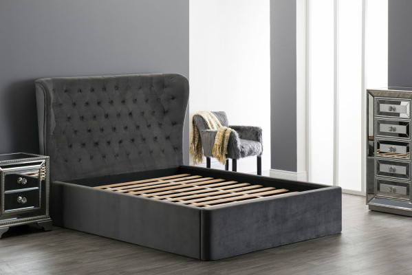Chesterfield Design Bed 180x200cm Gray Bedroom Beds Hotel Upholstery Luxury