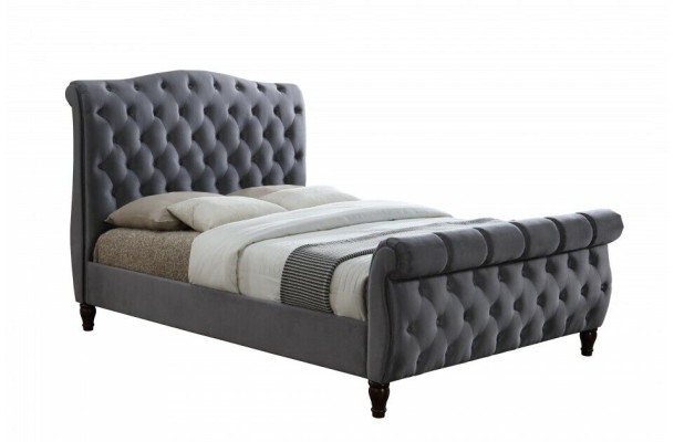 Classic velvet textile bed double beds upholstered hotel bedroom 180x200