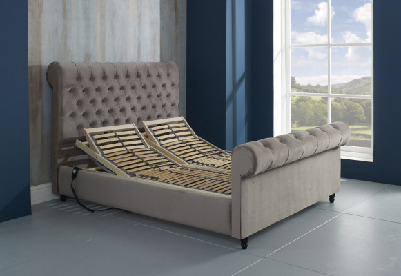 Designer Chesterfield Taupe Luxury Double Bed Upholstered Frame
