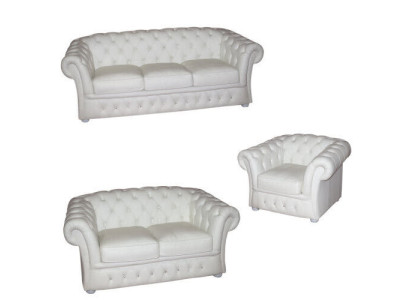 White Chesterfield Sofa 3+2+1 SEATER Upholstered Designer Sofa Set