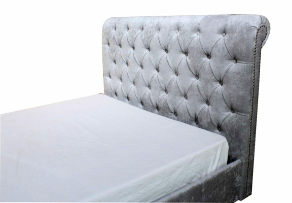 Design Chesterfield Bed Textile Velvet Upholstery Leather Hotel Beds Bedroom New