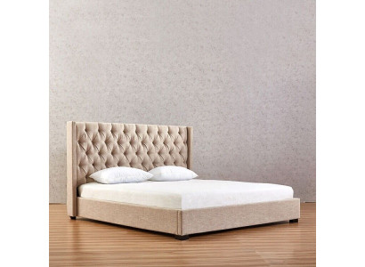 Beige bedroom beds upholstered bed Chesterfield textile fabric new