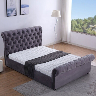 Design Chesterfield Bed Textile Leather Hotel Beds Bedroom New Velvet Upholstery