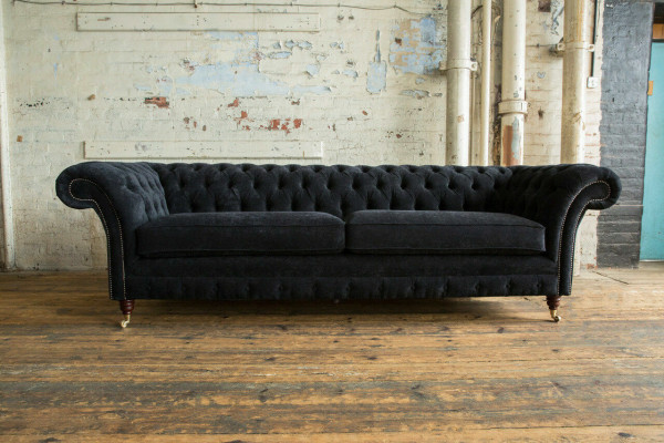 High-quality Chesterfield couch upholstery four-seater textile sofa woven fabric XXL fabric