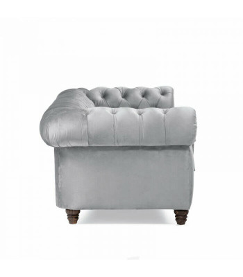 Chesterfield 5-seater classic luxury sofa textile leather couch silver couches