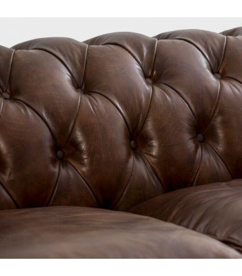 English Chesterfield couch leather sofa couches sofas three-seater brown wheels