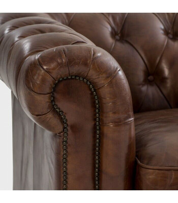 English Chesterfield couch leather sofa couches sofas three-seater brown wheels