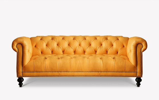 Brown Chesterfield 3-seater sofa leather sofa couch upholstery furniture