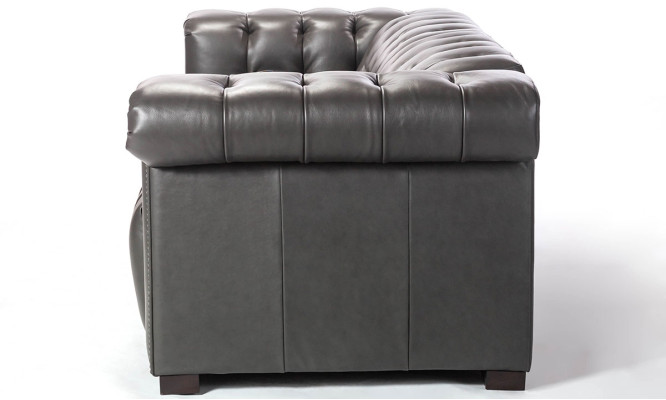 Designer Black Chesterfield Three-Seater Living Room Couch