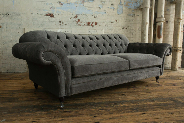 Chesterfield Fabric Sofa Couch Sofa Set 4-Seater Suite Design Modern Sofa