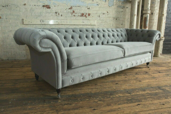 Chesterfield 4-seater upholstered couch modern style leather fabric sofa textile.