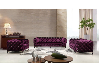 XXL Big Sofa Couch Chesterfield 3-Seater Upholstered Couches Seat Three Textile Fabric