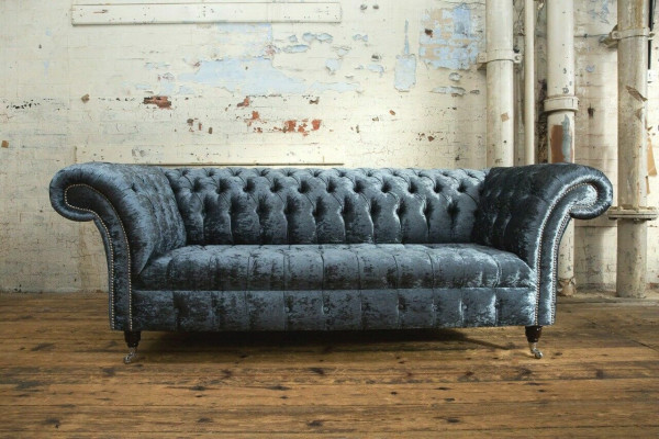 Living room Chesterfield sofa couch design textile couches sofas three-seater gray