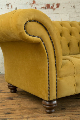 Yellow Designer Chesterfield Three-seater Luxury 3-Seater Couch Living Room Sofa
