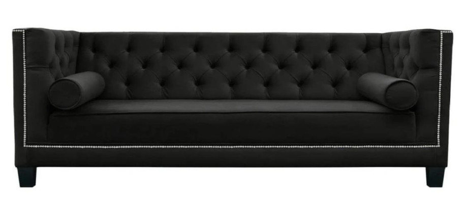 Chesterfield 4-seater sofa luxury design fabric couches black sofas