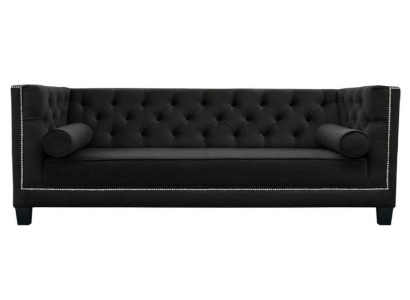 Chesterfield 4-seater sofa luxury design fabric couches black sofas