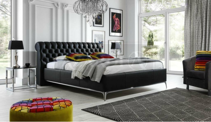 Black Chesterfield Luxury Double Bed Designer Bedroom Furniture