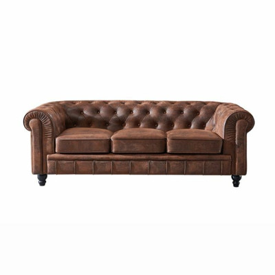 Brown luxury Chesterfield 3-seater designer living room couch