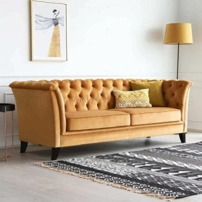 Orange Chesterfield 3-Seater Modern Living Room Luxury Sofa